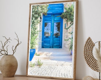 Blue Door Wall Art, Mediterranean Door Poster, Digital Download, Door Print, Coastal Town Photography, Mediterranean Wall Art, Architecture