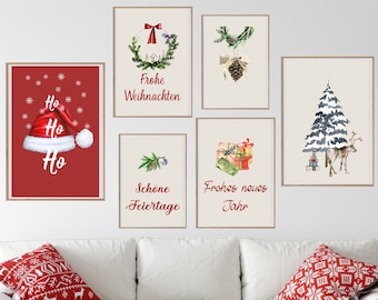 Frohe Weihnachten, Frohes neues Jahr, digitale download, Schöne Feiertage, Hohoho Poster, Duitse kerstmuurkunst, Weihnachten Wandkunst