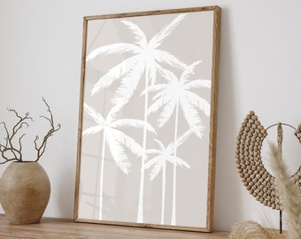 Palm Tree Print, Neutral Wall Art, DIGITAL DOWNLOAD, Palm Tree Wall Art, Neutral Coastal Wall Art, Beach House Decor, Modern Beach Art