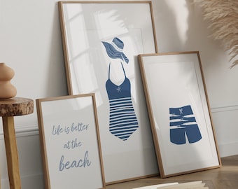 Swimsuit Wall Art, Vintage Swimsuit Print, DIGITAL DOWNLOAD, Life is Better at the Beach, Bathing Suit Wall Art, Beach House Decor, Coastal