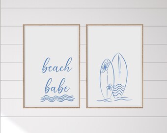 Signo de bebé de playa, impresión de bebé de playa, DESCARGA DIGITAL, arte de pared de tabla de surf, cartel de tabla de surf, decoración de verano, impresión de surf, arte estético de la pared de la playa