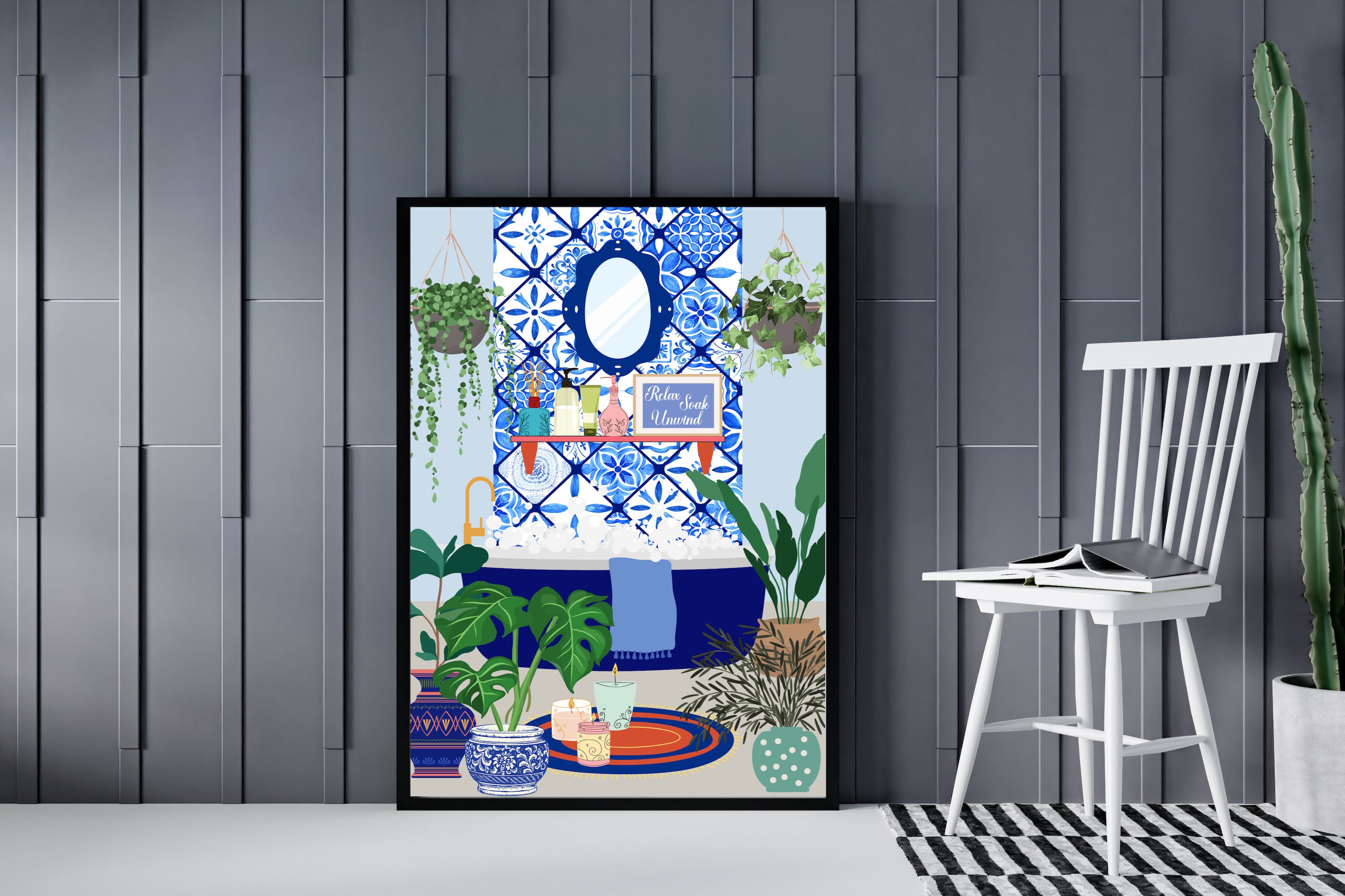 Bathtub Print Bubble Bath Wall Art Tropical Bathroom Print Etsy