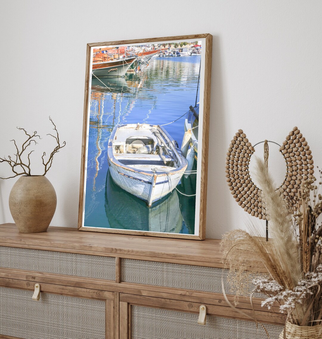 Boat Wall Art, Coastal Print, Digital Download, Rowboat Poster, Sea