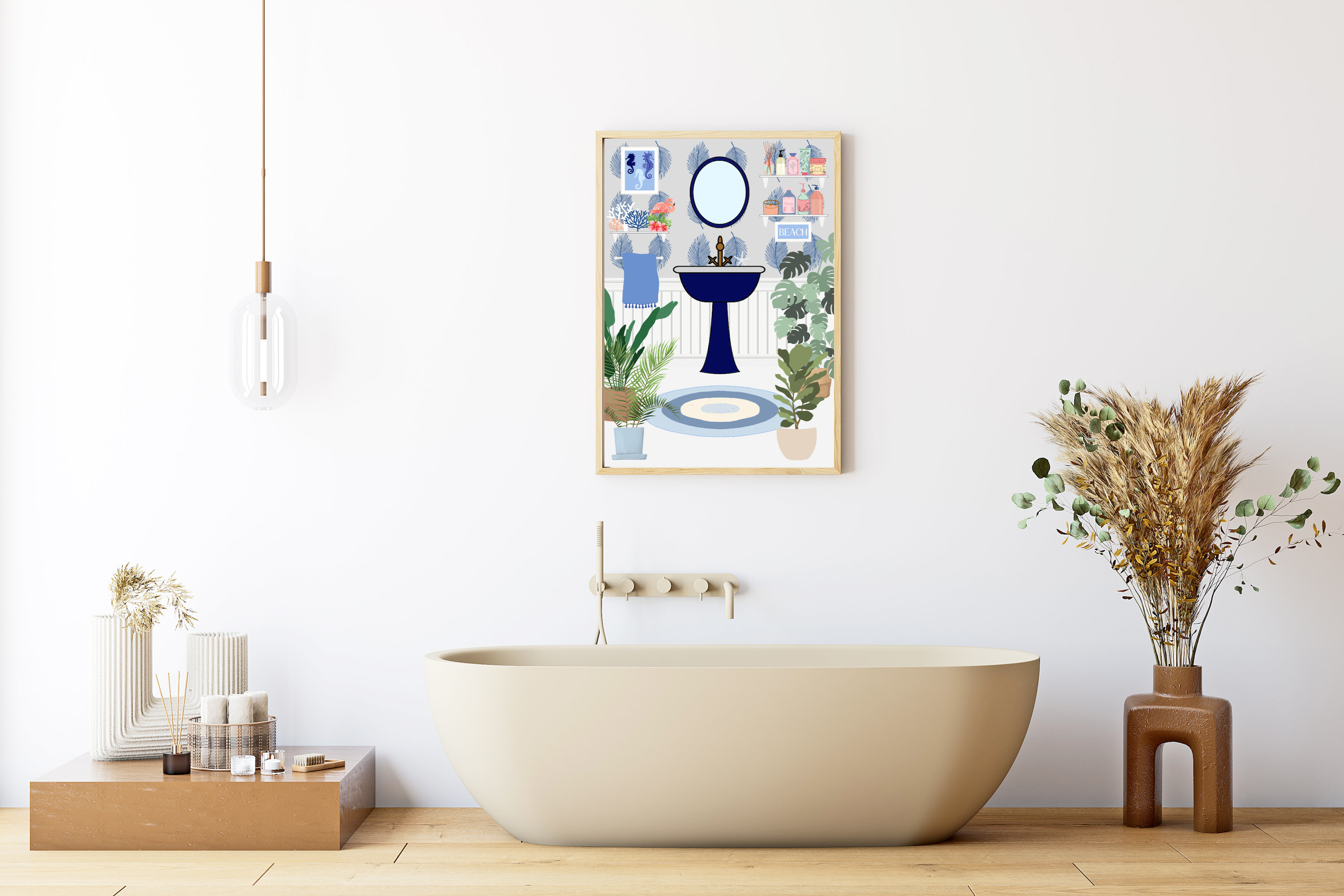 Coastal Bathroom Wall Art, Beach House Bathroom Decor, Digital Download