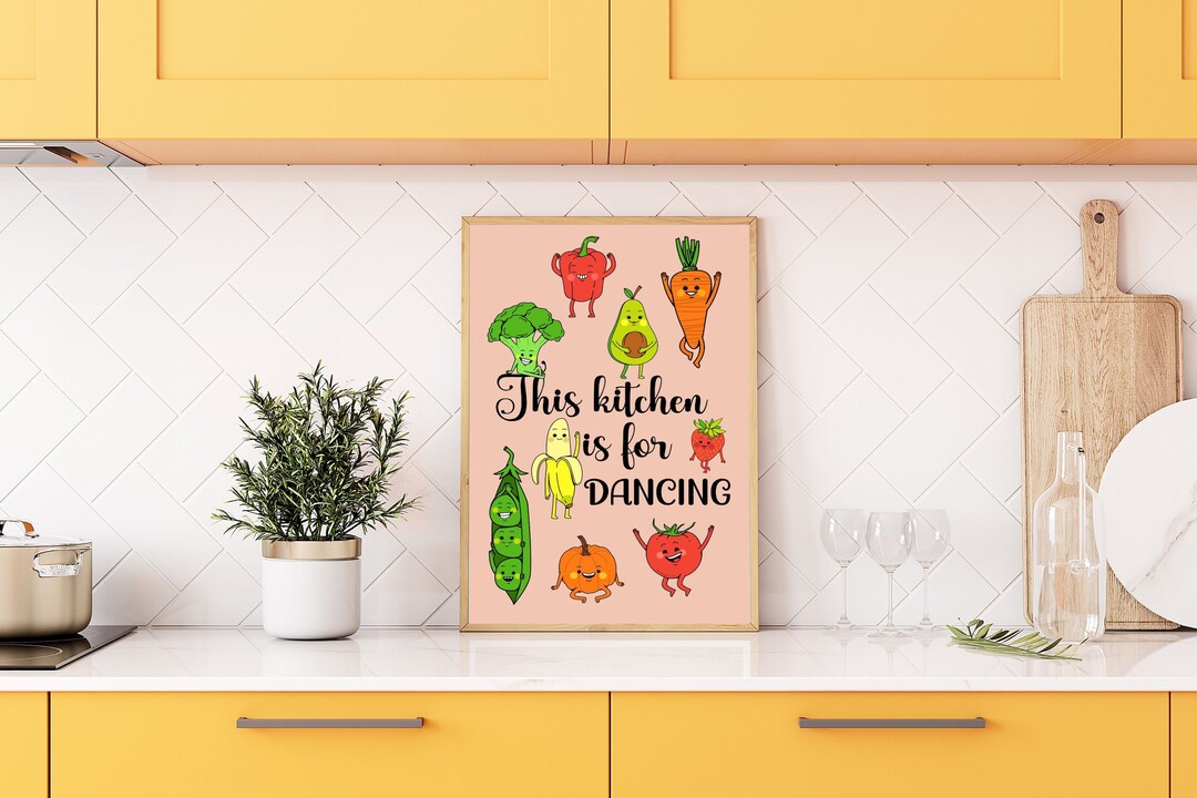 kitchen wall art set of 6 fun foodie prints this... This Kitchen is for Dancing, Kitchen Sign, Digital Download, Funny ...