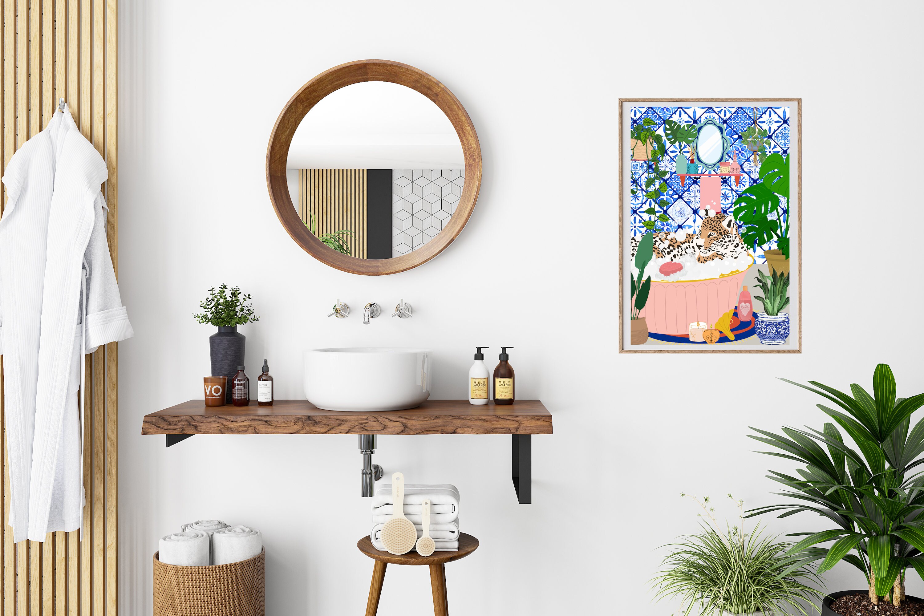 Leopard in Bathtub Wall Art Tropical Bathroom Print DIGITAL - Etsy