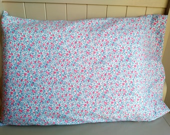 Handmade Cotton Flannel Pillow Case / Standard Size Pillow Cover / Soft Pillow Case / US Queen Pillow Case / Toddler Pillow Cover - Floral