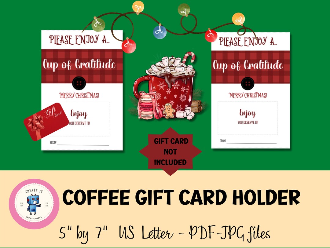 Christmas Coffee Gift Card Holder Printable: Cup of Gratitude (digital ...