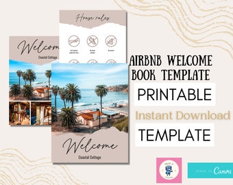 Coastal Airbnb Willkommen Buch Vorlage: Anleitung Canva Guide (Digitaler Download)