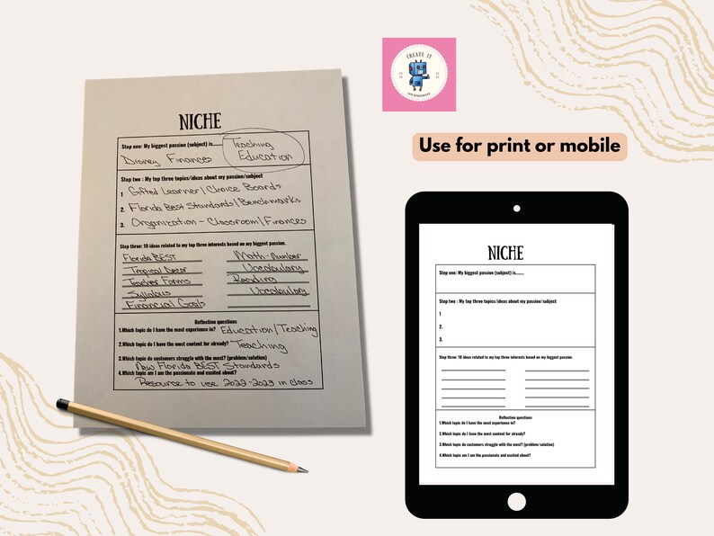 Find Your Niche Worksheet, Find Your Passion and Mind Map Worksheet and ...