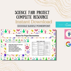 Vorlage für ein Science-Fair-Projekt, Digitale Vorlage mit 18 Seiten, leicht verständliche Anweisungen auf jeder Folie, Experimentieranleitung, Vorlage für ein Science-Fair-Projekt