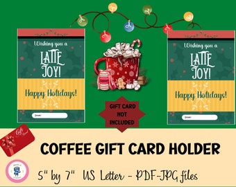 Printable Coffee Gift Card Holder: Holiday Latte Joy (Digital Download)
