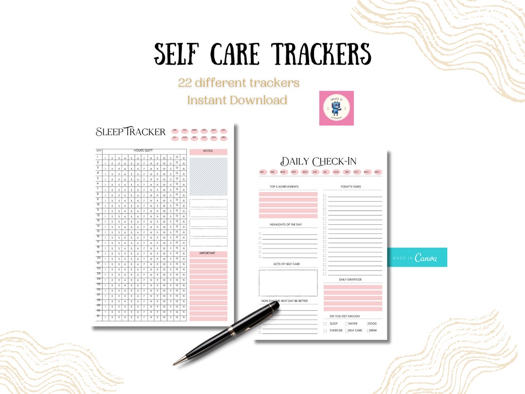 Self Care Tracker Pack- 22 Options, Pink Themed - Etsy