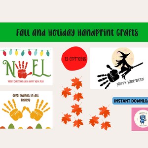 Herbst Feiertage Handabdruck: Halloween, Thanksgiving, Weihnachten (Digitaler Download)