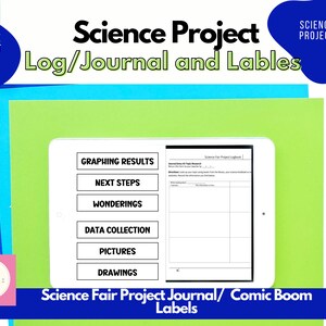 Science Fair Project log, Science Fair Project logbook, Science Fair Project journal,Science fair display boards labels, cb font