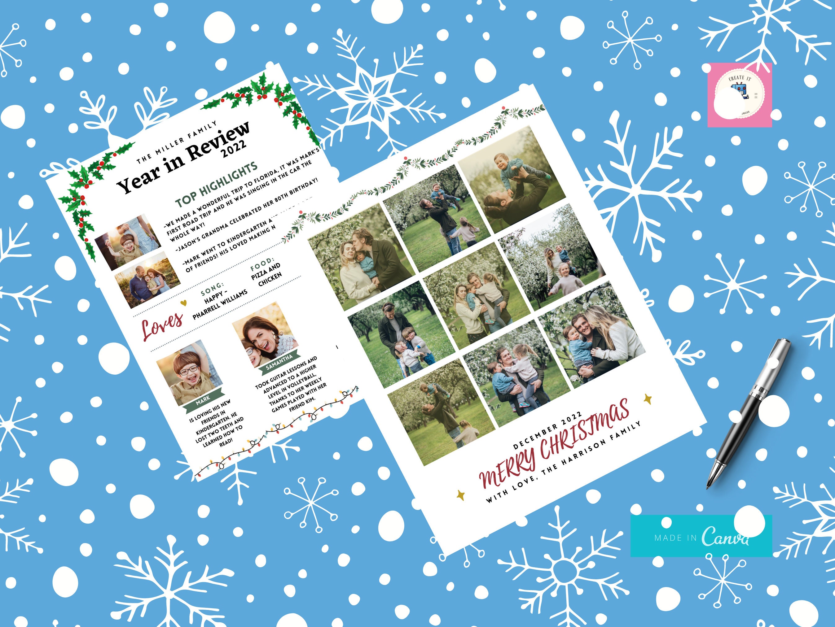 Family Year in Review Canva Template, Christmas Newsletter Template Family Year in Review Canva Template, Christmas Newsletter Template