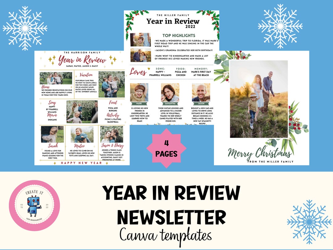 Family Year in Review Canva Template, Christmas Newsletter Template Family Year in Review Canva Template, Christmas Newsletter Template