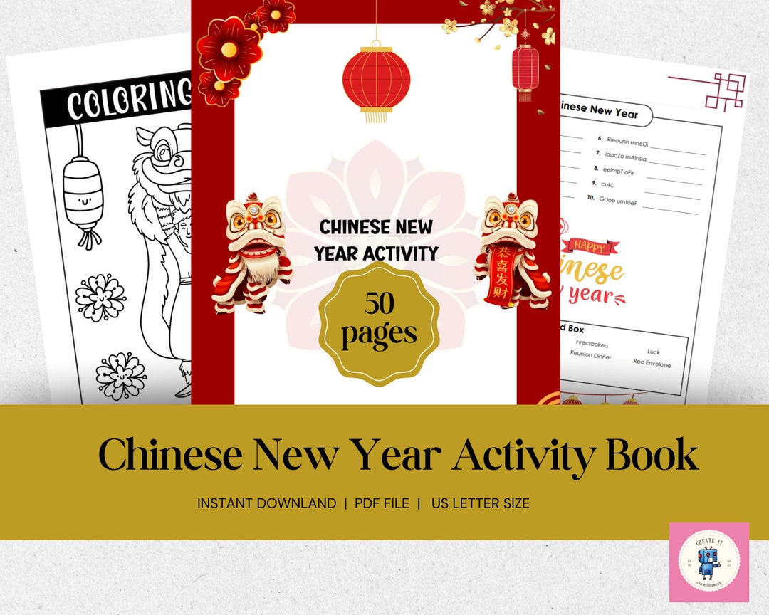 Chinese New Year Activity Book: Coloring, Mazes, Dragon Puppets ...
