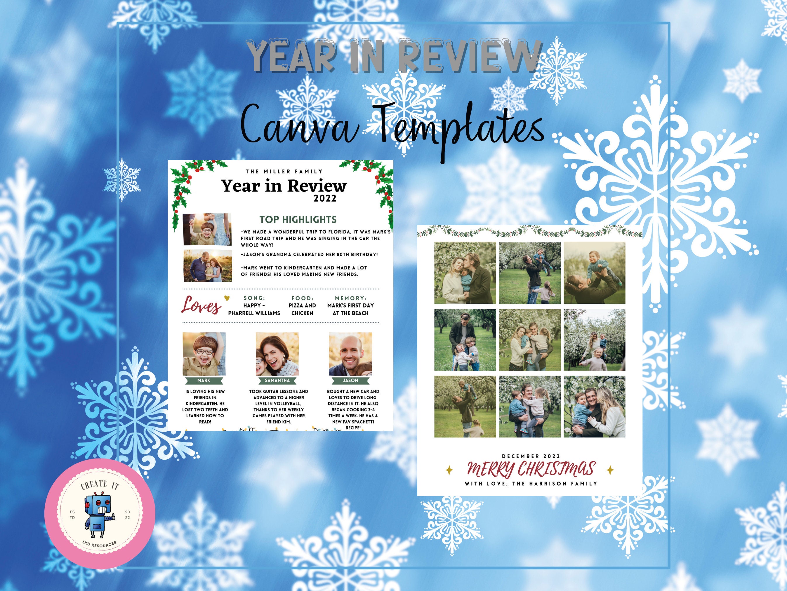 Family Year in Review Canva Template, Christmas Newsletter Template Family Year in Review Canva Template, Christmas Newsletter Template