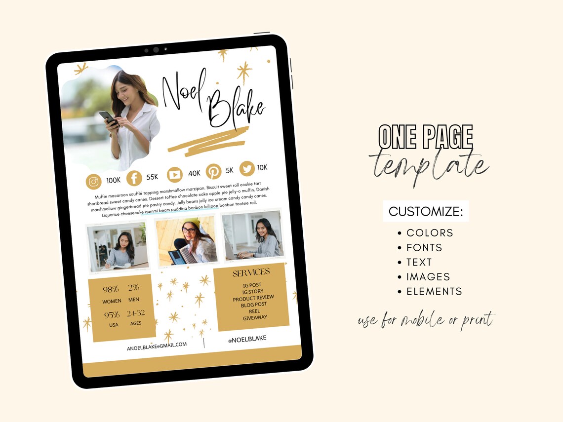 Social Media Kit Template ,social Media Kit, Influencer Media Template ...