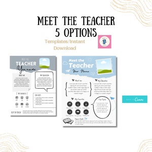 Meet the Teacher templates- 5 options to chose from-