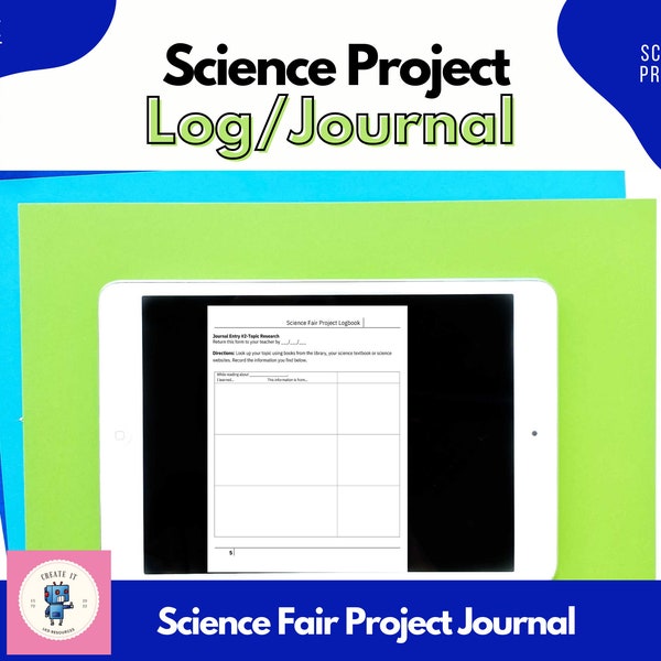 Science Fair Project log, Science Fair Project logbook, Science Fair Project journal