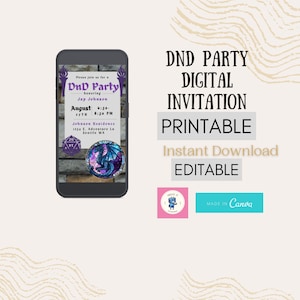 Bewerkbare uitnodiging voor DnD-feestje: middeleeuws thema (digitale download)