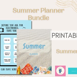 Summer Chore Chart Bundle: Kids Responsibility Planner (Digital Download)