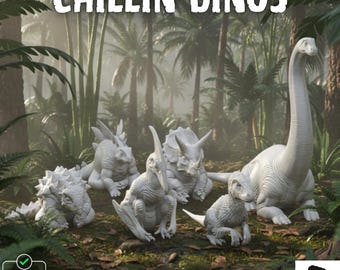 CHILLIN DINOS | 6 STL Download | Commercial Use
