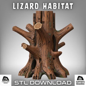 Lizard Habitat | Hollow Tree Arboreal Climbing | STL Download | Commercial Use
