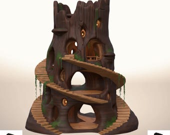 WILDSPIRE Tree House | Multi-Tier Climbing Hide with Tunnels, Ledges & Perches | STL Download
