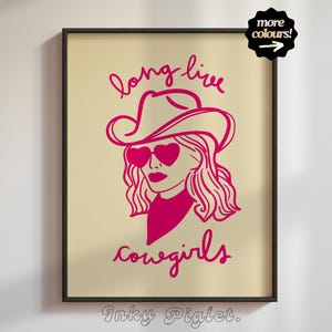 Long Live Cowgirls Print, Coastal Cowgirl Typography Print, Costal Cowgirl Wall Art, Preppy Coastal Aesthetic, Coastal Retro Pink Prints