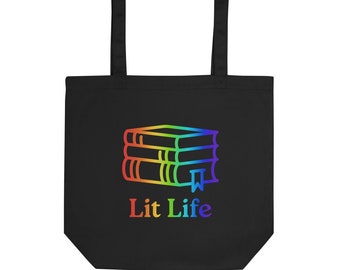 Lit Life-draagtas van biologisch katoen Pride | Boekachtig cadeau | Booktok-merchandise