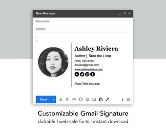 Klikbare Gmail-handtekeningsjabloon voor auteurs en schrijvers (pdf-download met instructies)