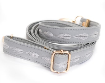 Embroidered Vegan Leather Crossbody Bag Strap: Adjustable Replacement Purse Strap