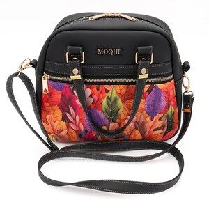 Sac melon élégant, sac à main bandoulière avec feuilles d'automne colorées, sac à main végétalien pour femme, cadeau mode pour elle