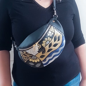 Sac banane unique en son genre, unique sac bandoulière en patchwork coloré, petit sac à main végétalien, sac banane, cadeau d'anniversaire pour elle