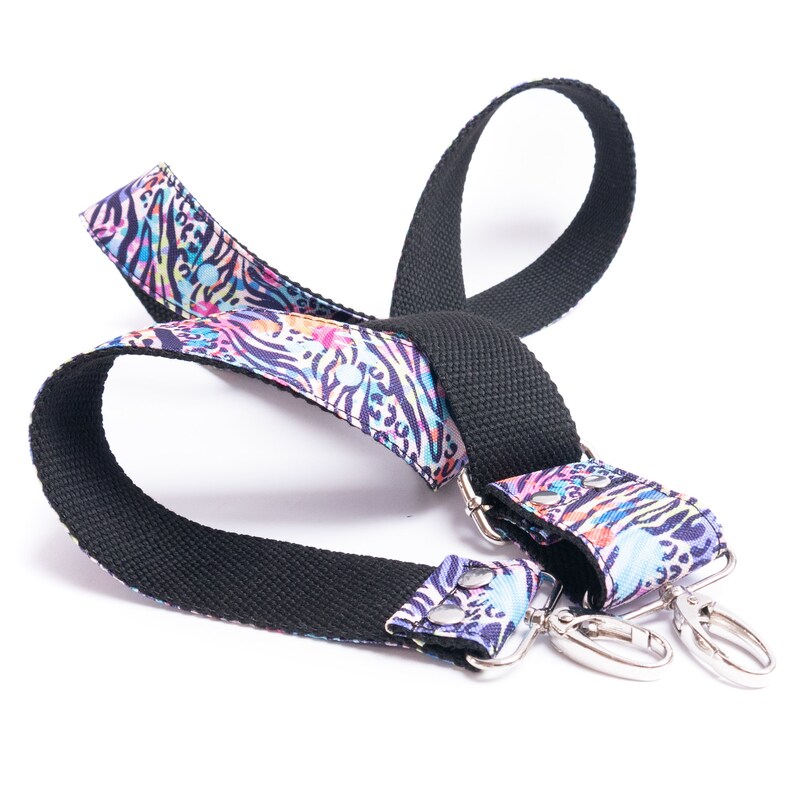 Wide Replacement Purse Strap Crossbody Colorful Zebra Pattern Handbag