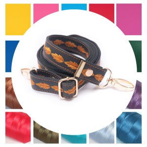2 cm Crossbody Dünne Geldbörse Riemen für Handtaschen Individuell bestickte Taschengurt Vegan Leder anpassen extra lange Ersatzriemen, Federn Muster