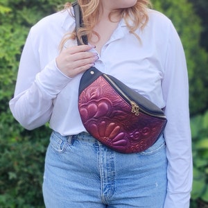 OOAK Quilted Fanny Pack, Vegan Leder Crossbody Sling Bag für Frauen, Einzigartige Handgefertigte Kleine Crossbody Geldbörse, Geburtstagsgeschenk für Schwester
