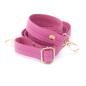 3/4"Pink verstellbarer Taschengurt, Fuchsie gestickter Ersatzgurt, Crossbody-Gurt, langer Gurt für Taschen und Geldbörsen, Messenger-Taschengurt