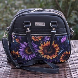 Sac melon noir avec tournesols, sac à main bandoulière Eberyday pour femme, sac à main végétalien fait main, cadeau d'anniversaire mode pour elle