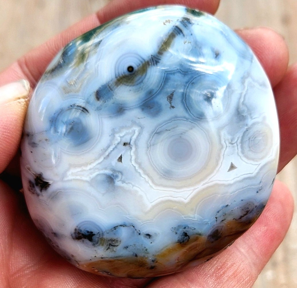 Rare blue 8th vein Ocean Jasper palmstone