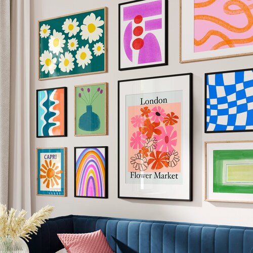 Gallery Wall Prints Set of Vivid Prints Colorful Wall Art Etsy