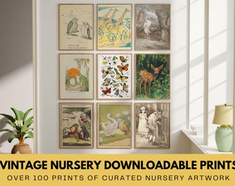 100+ Vintage Animal & Insect Nursery Digital Art Prints – Eclectic Downloadable Wall Art Set for Kids Room or Playroom