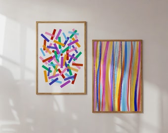 Printable Art Set, Set of Two Prints, Colorful Wall Art, Abstract Wall Art, Gallery Wall Digital Prints, Wall Art Set of 2, Modern Prints