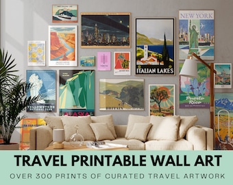 300+ Travel Wall Art Prints • Digital Downloadable Poster Bundle • Vintage National Parks, City Prints, Retro Travel Posters • Gallery Wall