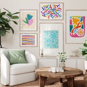 Dopamine decor of colorful printable gallery wall, Maximalist Wall Art, Colorful Prints, Modern Maximalist Artwork for Apartment, Dorm Decor