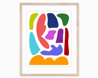 Colorful Abstract Art Print | Modern Digital Download | Mid Century Inspired Wall Art | Bright Shapes Printable for Gallery Walls & Homes