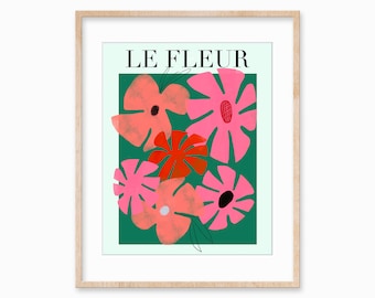 Maximalist Wall Art, Printable Art, Floral Art, Downloadable Artwork, Flower Marker Print, Bold Floral Printable, Dorm Room Decor, Modern